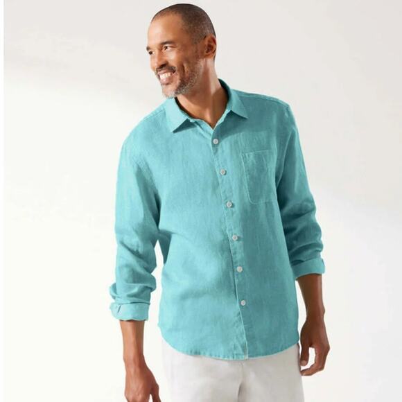 Tommy Bahama Men’s The Lawn Chair Linen Button Down Shirt Small EUC - Picture 1 of 6